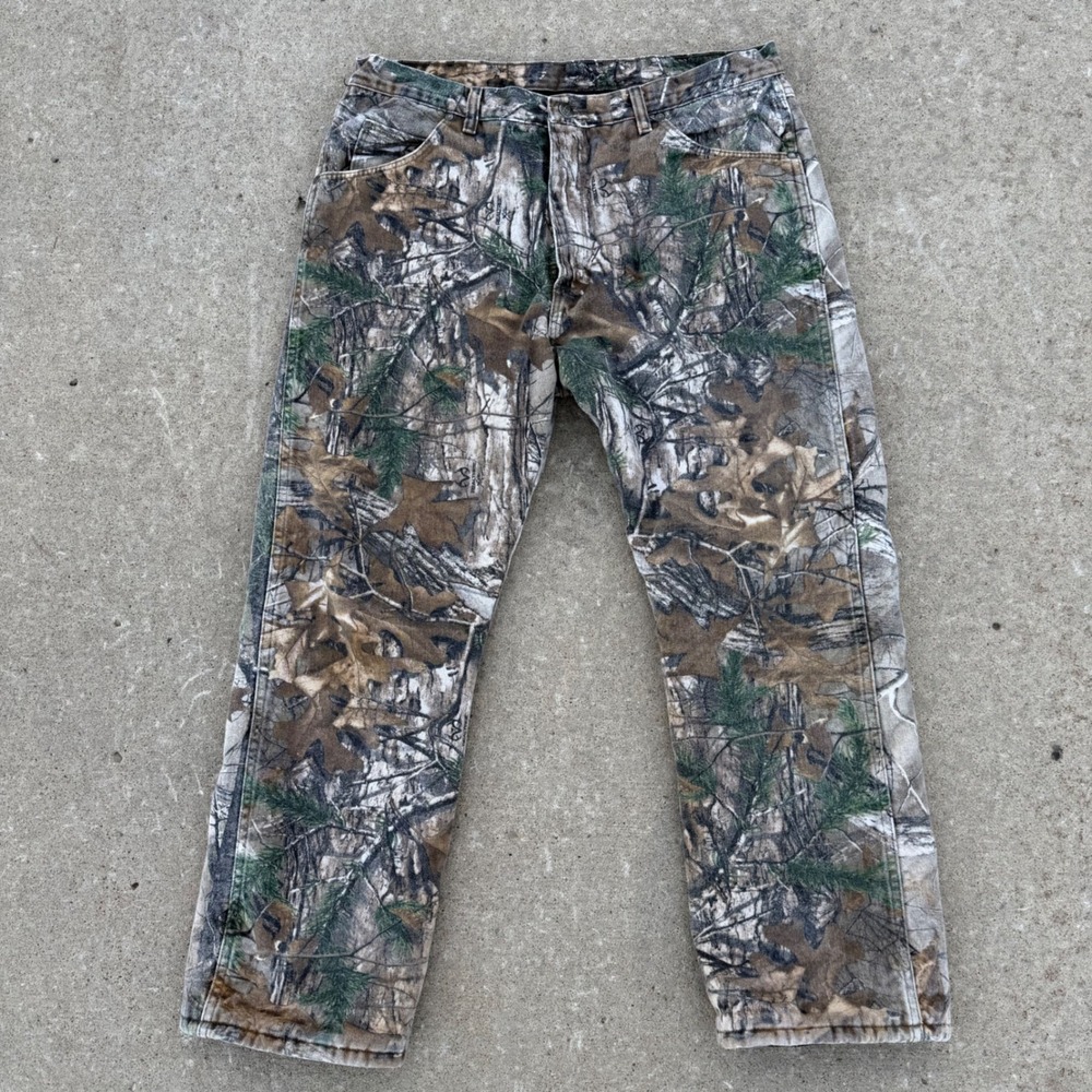 Wrangler ProGear Mens Camo Fleece Lined Hunting Pants 38x30 RealTree PG200AX